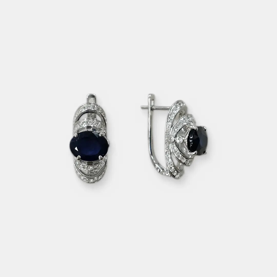 Серебряные серьги с сапфирами